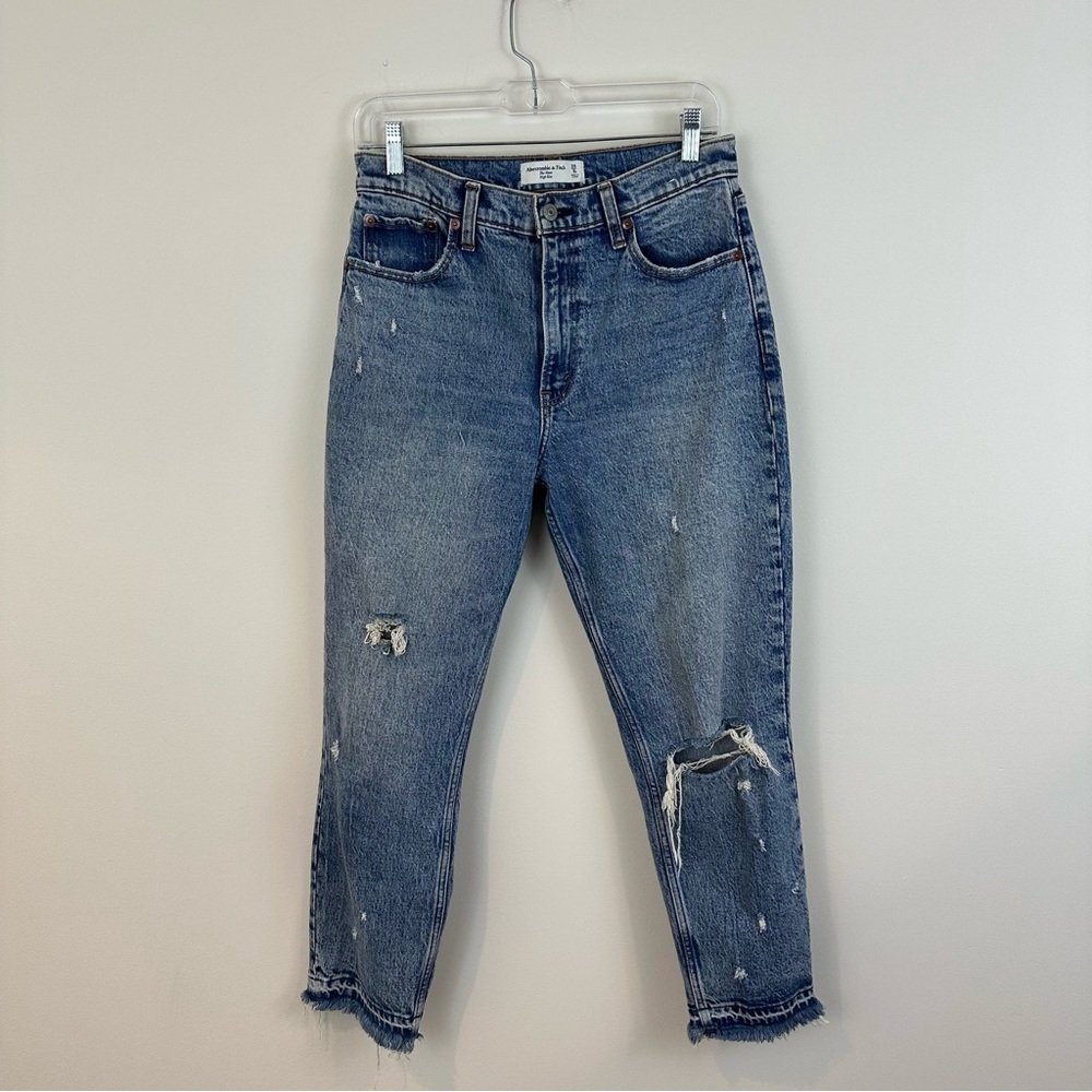 Abercrombie & Fitch The Mom High Rise Distressed Straight Leg Jeans Size 8R
